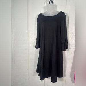 New Directions Black Long Bell Sleeve Dress Size Large EUC